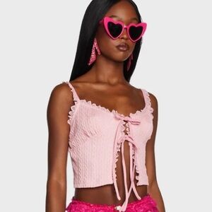 SUGAR THRILLZ PINK CROP TOP